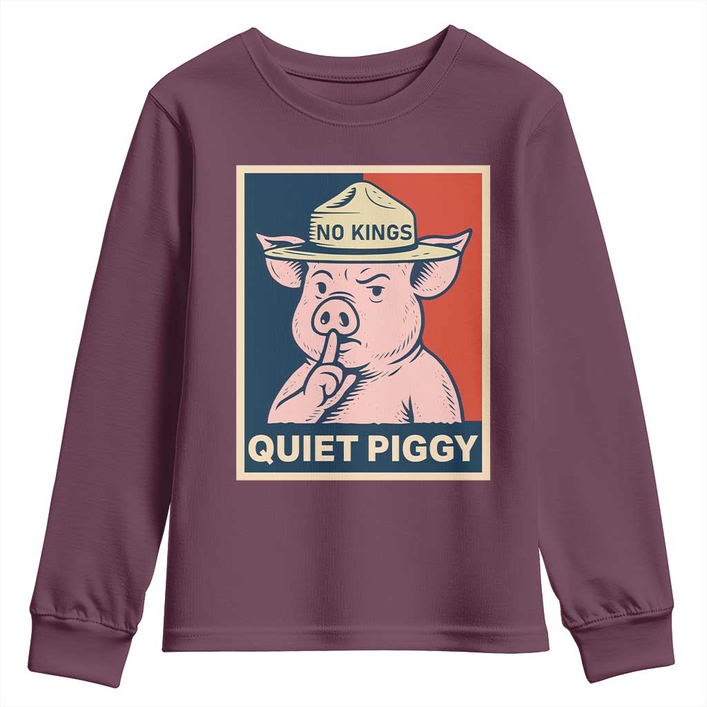 Funny No Kings Quiet Piggy Meme Youth Sweatshirt Political Humor Gift - Wonder Print Shop