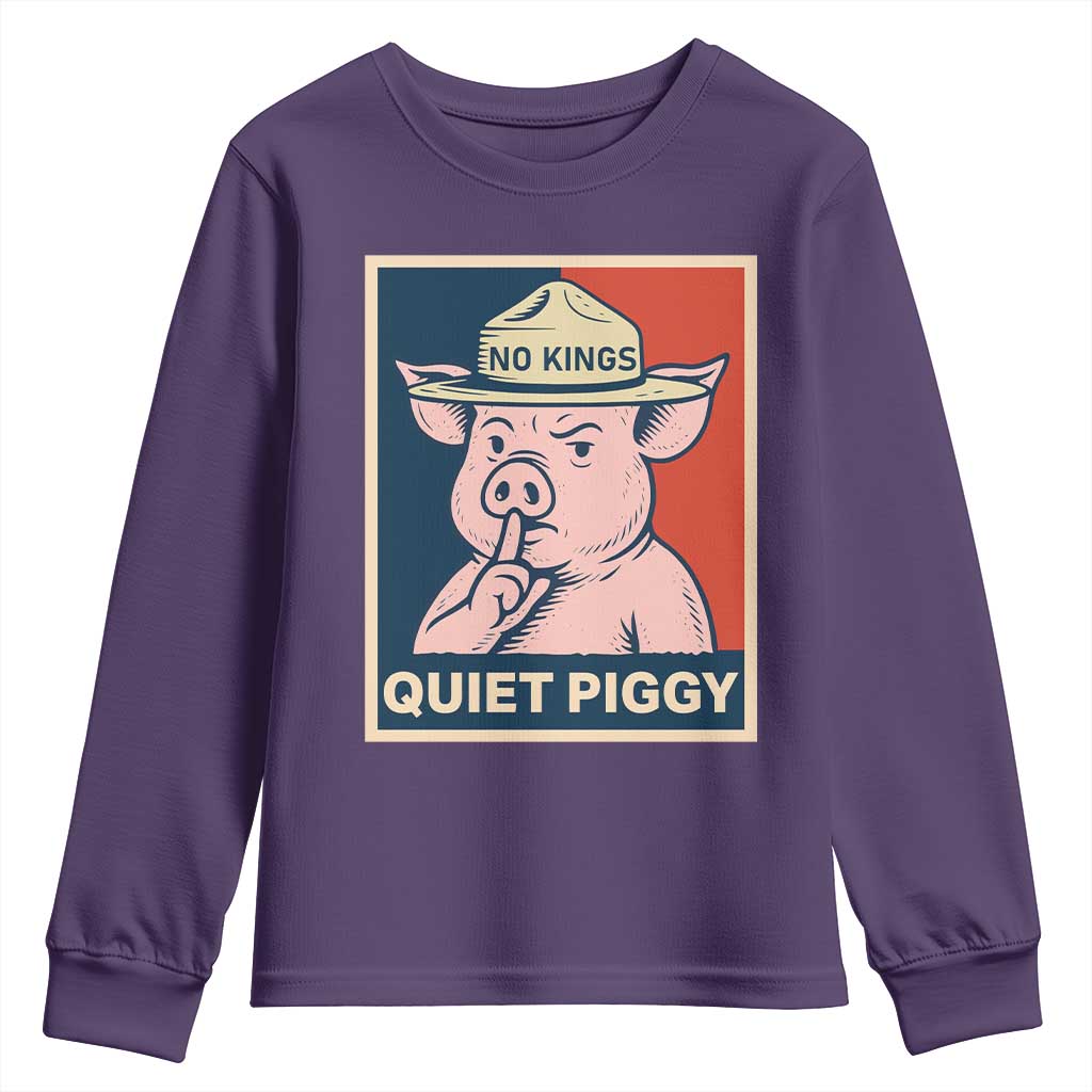 Funny No Kings Quiet Piggy Meme Youth Sweatshirt Political Humor Gift - Wonder Print Shop