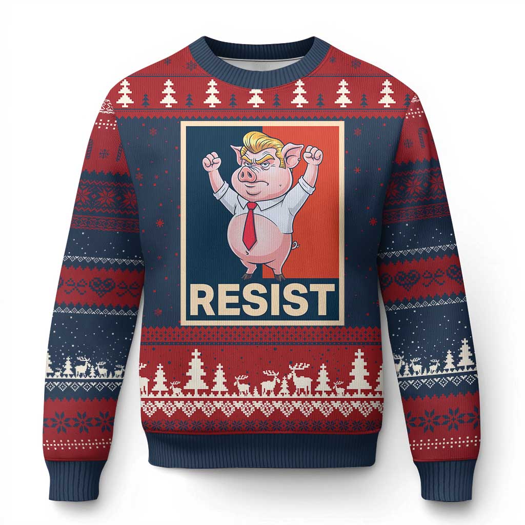 Funny Freedom Pig Resistance Movement Political Satire Meme Gift Ugly Christmas Sweater - Wonder Print Shop