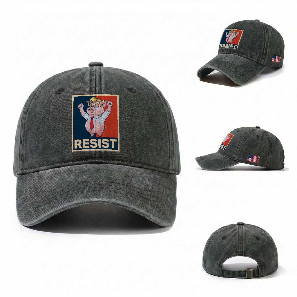 Funny Freedom Pig Resistance Movement Political Satire Meme Gift Washed Cotton Baseball Cap