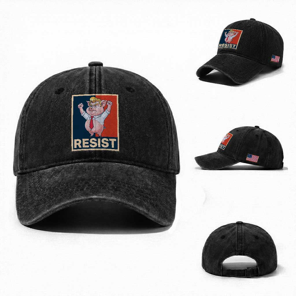 Funny Freedom Pig Resistance Movement Political Satire Meme Gift Washed Cotton Baseball Cap