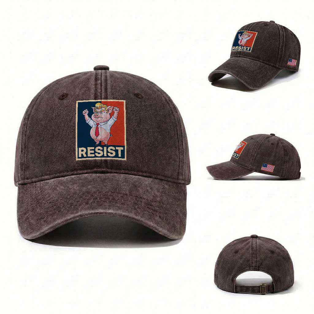 Funny Freedom Pig Resistance Movement Political Satire Meme Gift Washed Cotton Baseball Cap
