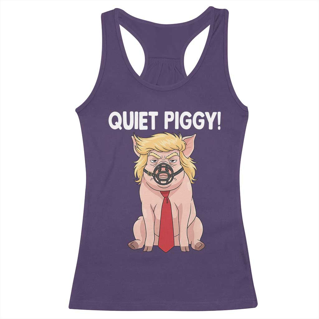 Quiet Quiet Piggy Racerback Tank Top Funny Sarcastic Political Anti Authoritarian - Wonder Print Shop