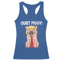 Quiet Quiet Piggy Racerback Tank Top Funny Sarcastic Political Anti Authoritarian - Wonder Print Shop