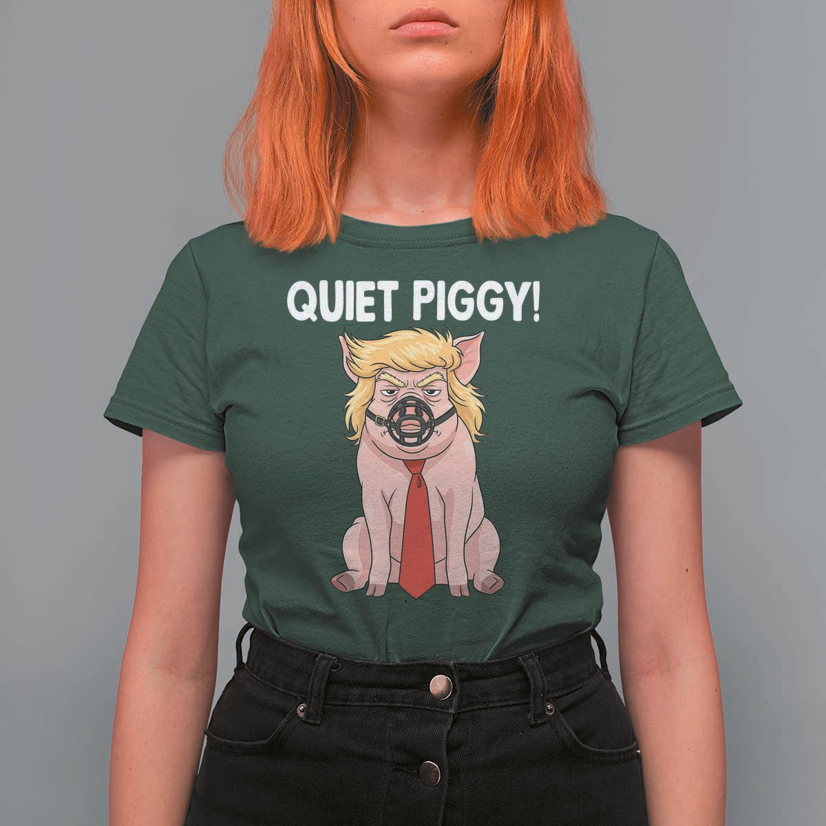 Quiet Quiet Piggy T Shirt For Women Funny Sarcastic Political Anti Authoritarian - Wonder Print Shop
