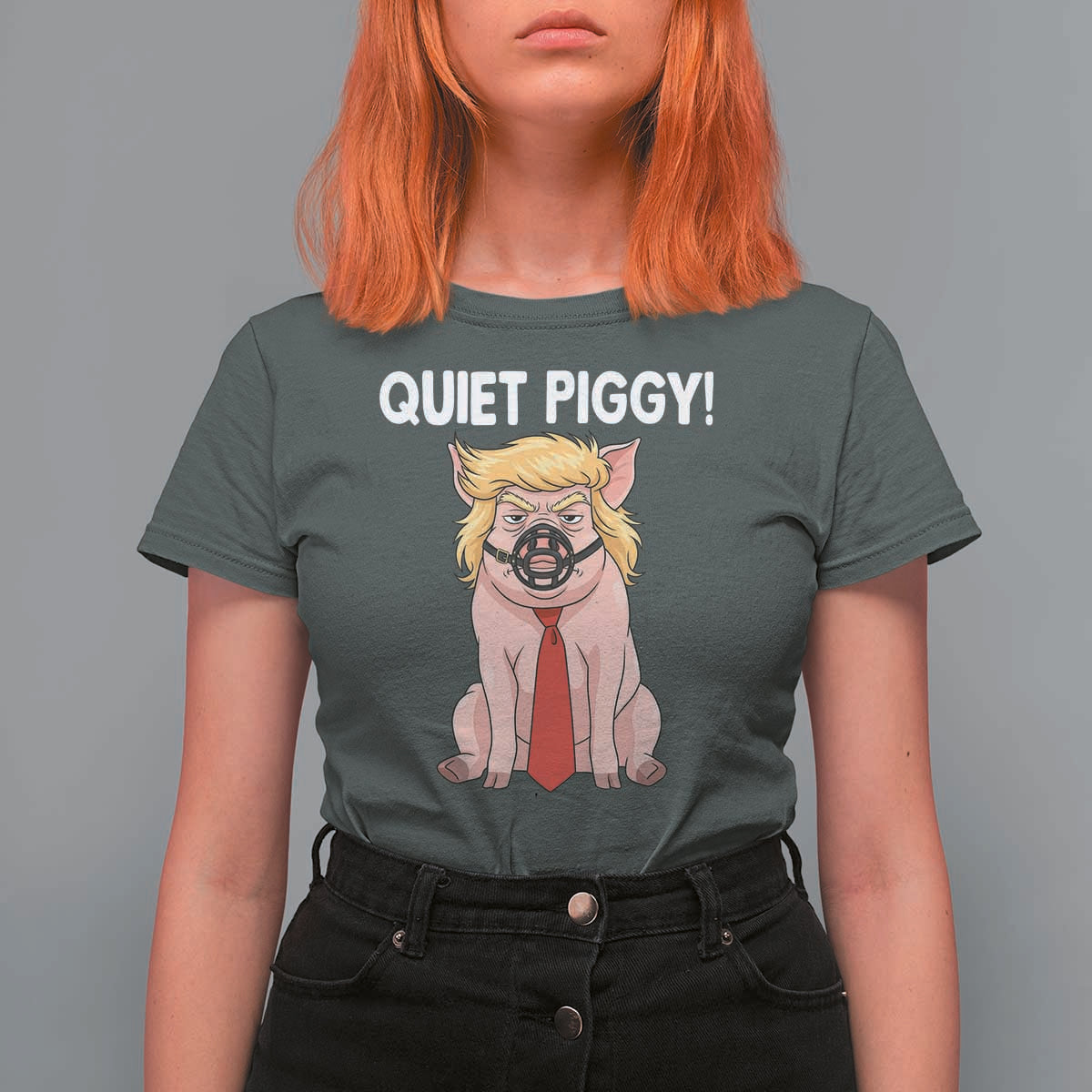 Quiet Quiet Piggy T Shirt For Women Funny Sarcastic Political Anti Authoritarian - Wonder Print Shop