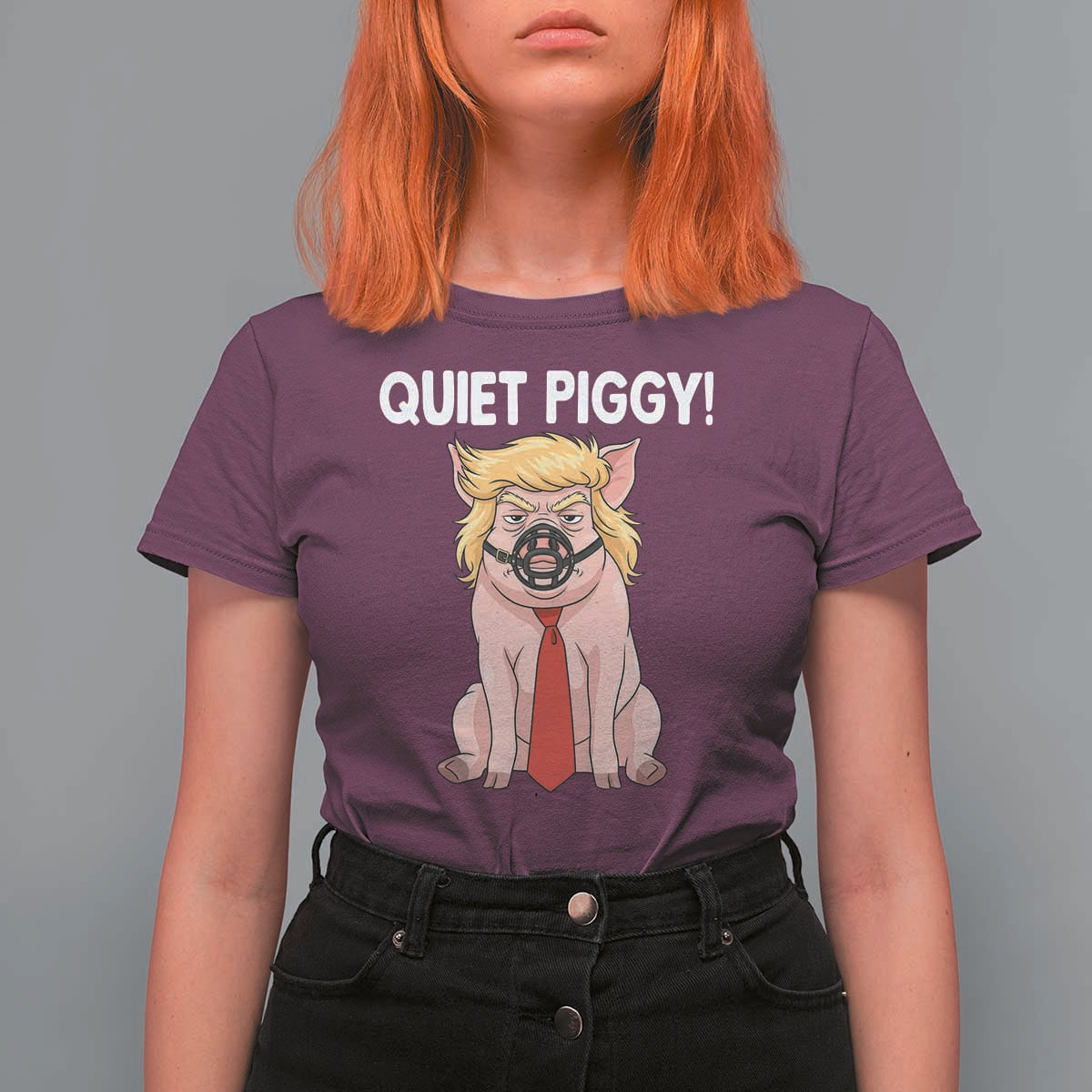 Quiet Quiet Piggy T Shirt For Women Funny Sarcastic Political Anti Authoritarian - Wonder Print Shop