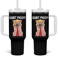 Quiet Quiet Piggy Tumbler With Handle Funny Sarcastic Political Anti Authoritarian - Wonder Print Shop