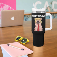 Quiet Quiet Piggy Tumbler With Handle Funny Sarcastic Political Anti Authoritarian - Wonder Print Shop