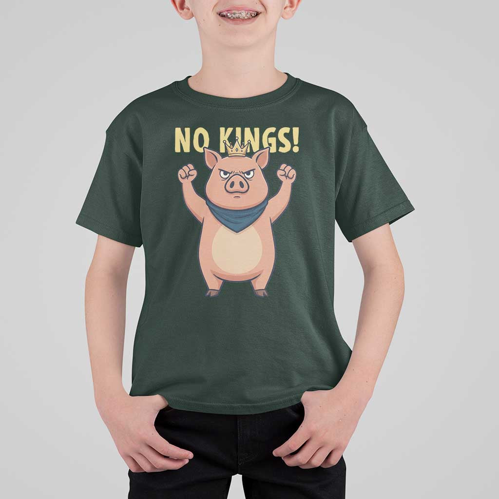 No Kings Pig T Shirt For Kid Resistance Movement Anti Authoritarian Gift - Wonder Print Shop