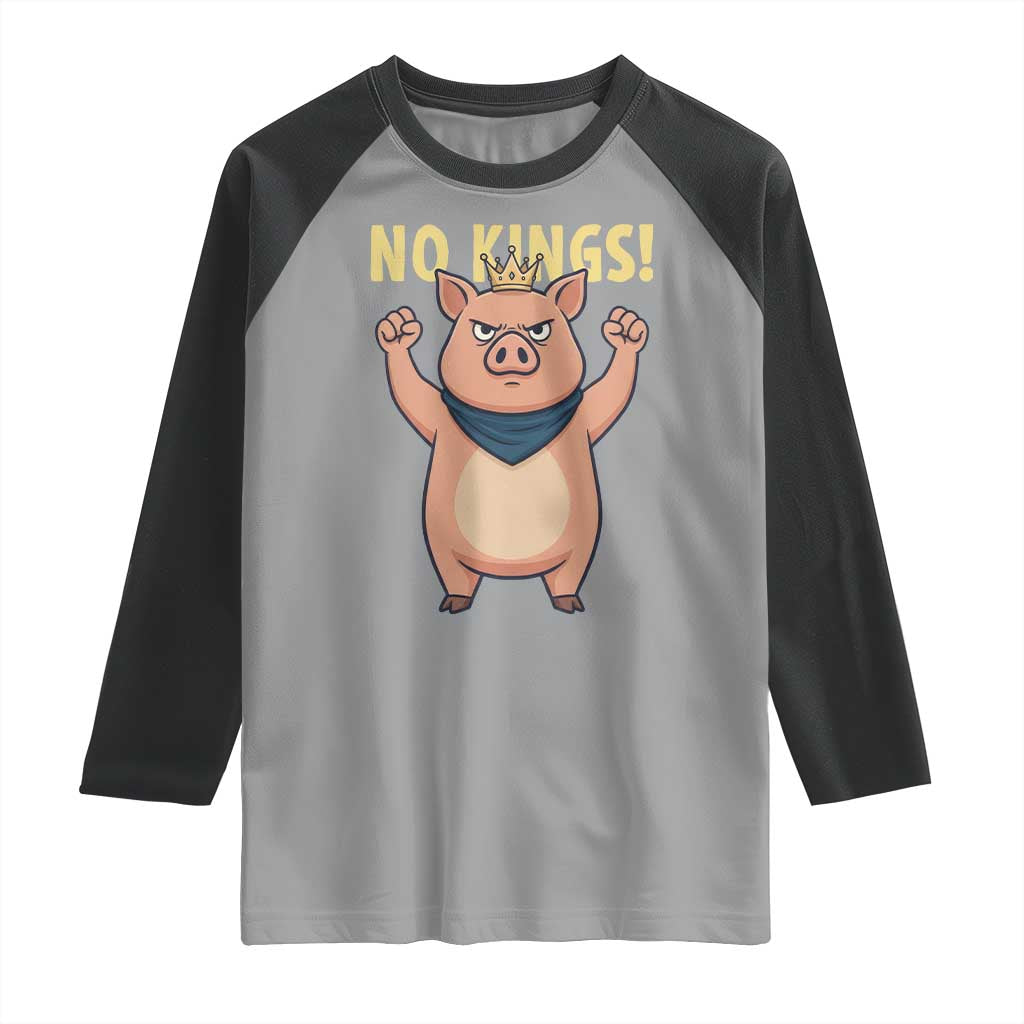 No Kings Pig Raglan Shirt Resistance Movement Anti Authoritarian Gift - Wonder Print Shop