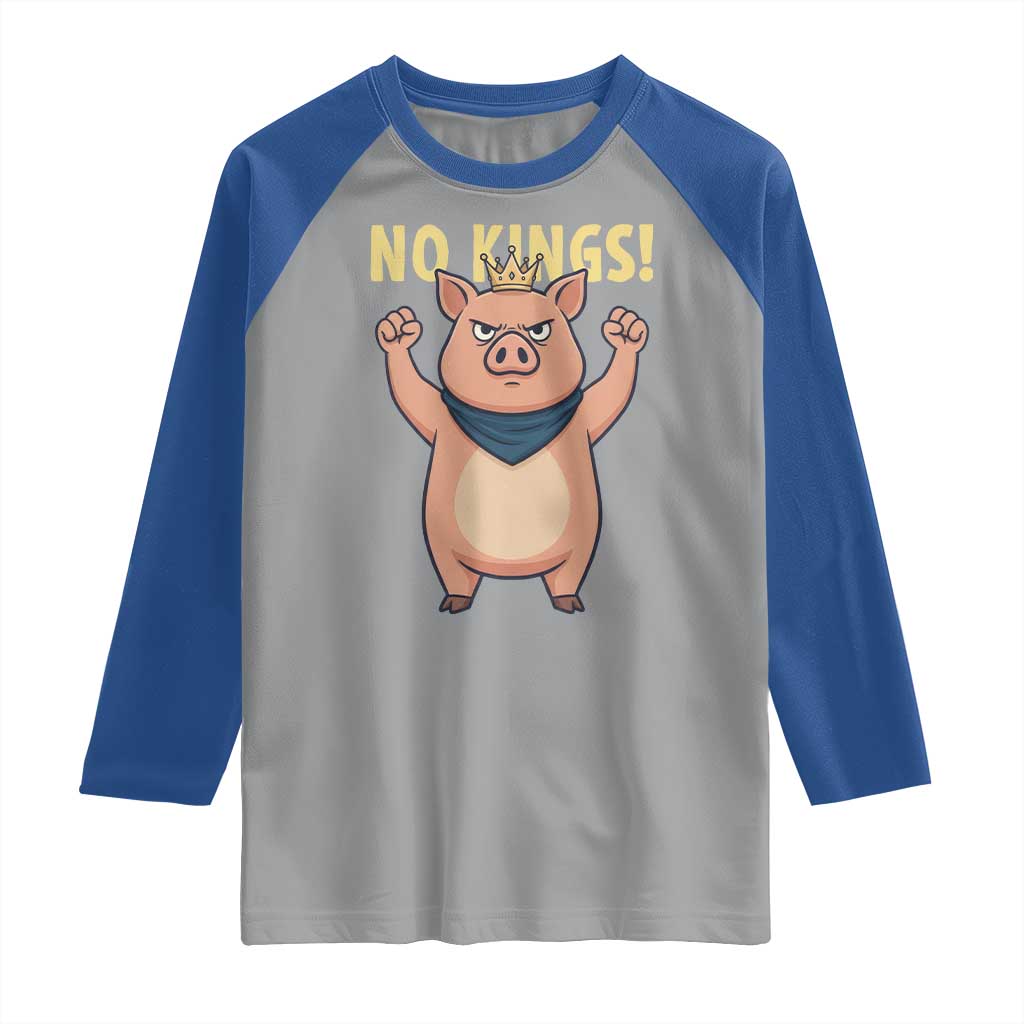 No Kings Pig Raglan Shirt Resistance Movement Anti Authoritarian Gift - Wonder Print Shop