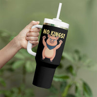 No Kings Pig Tumbler With Handle Resistance Movement Anti Authoritarian Gift - Wonder Print Shop