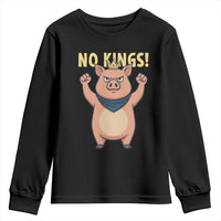 No Kings Pig Youth Sweatshirt Resistance Movement Anti Authoritarian Gift - Wonder Print Shop