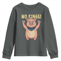 No Kings Pig Youth Sweatshirt Resistance Movement Anti Authoritarian Gift - Wonder Print Shop