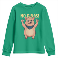 No Kings Pig Youth Sweatshirt Resistance Movement Anti Authoritarian Gift - Wonder Print Shop