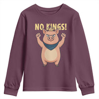 No Kings Pig Youth Sweatshirt Resistance Movement Anti Authoritarian Gift - Wonder Print Shop