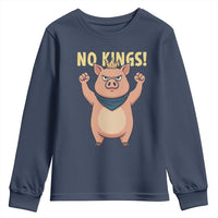 No Kings Pig Youth Sweatshirt Resistance Movement Anti Authoritarian Gift - Wonder Print Shop