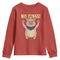 No Kings Pig Youth Sweatshirt Resistance Movement Anti Authoritarian Gift - Wonder Print Shop