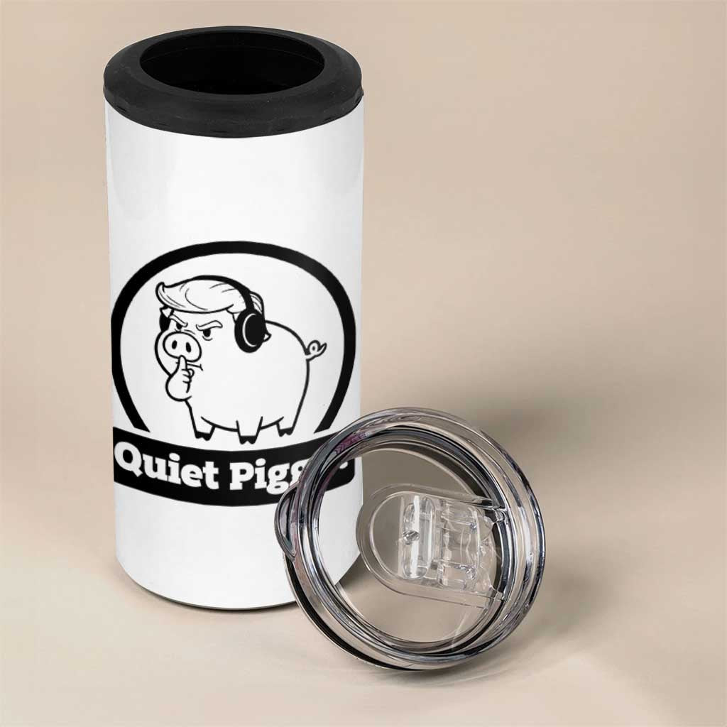 Funny Quiet Quiet Piggy Meme 4 in 1 Can Cooler Tumbler Anti Fascist Political Parody Gift - Wonder Print Shop