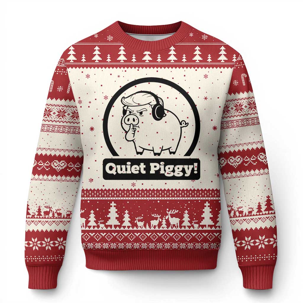 Funny Quiet Quiet Piggy Meme Ugly Christmas Sweater Anti Fascist Political Parody Gift - Wonder Print Shop