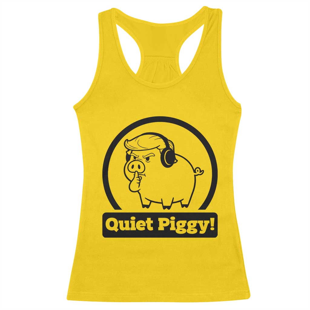 Funny Quiet Quiet Piggy Meme Racerback Tank Top Anti Fascist Political Parody Gift - Wonder Print Shop