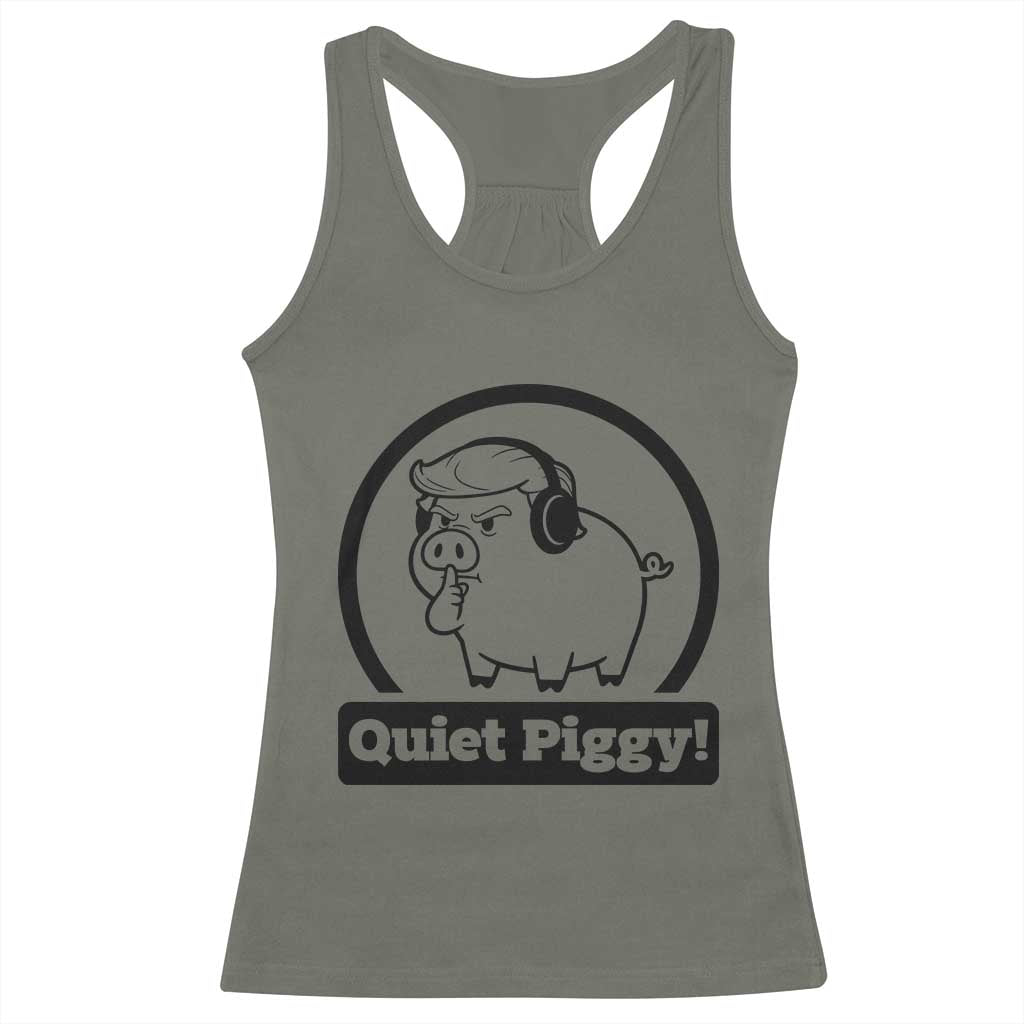 Funny Quiet Quiet Piggy Meme Racerback Tank Top Anti Fascist Political Parody Gift - Wonder Print Shop