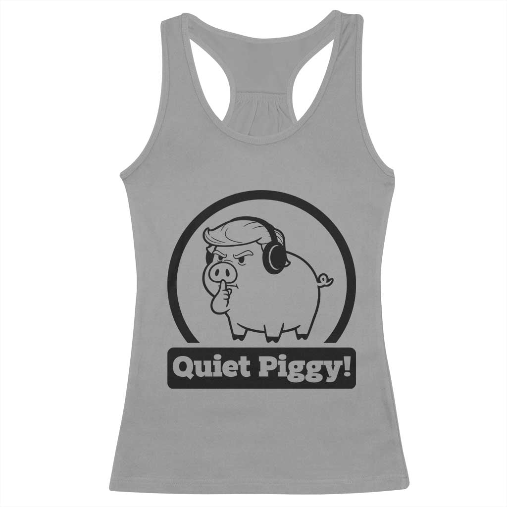 Funny Quiet Quiet Piggy Meme Racerback Tank Top Anti Fascist Political Parody Gift - Wonder Print Shop