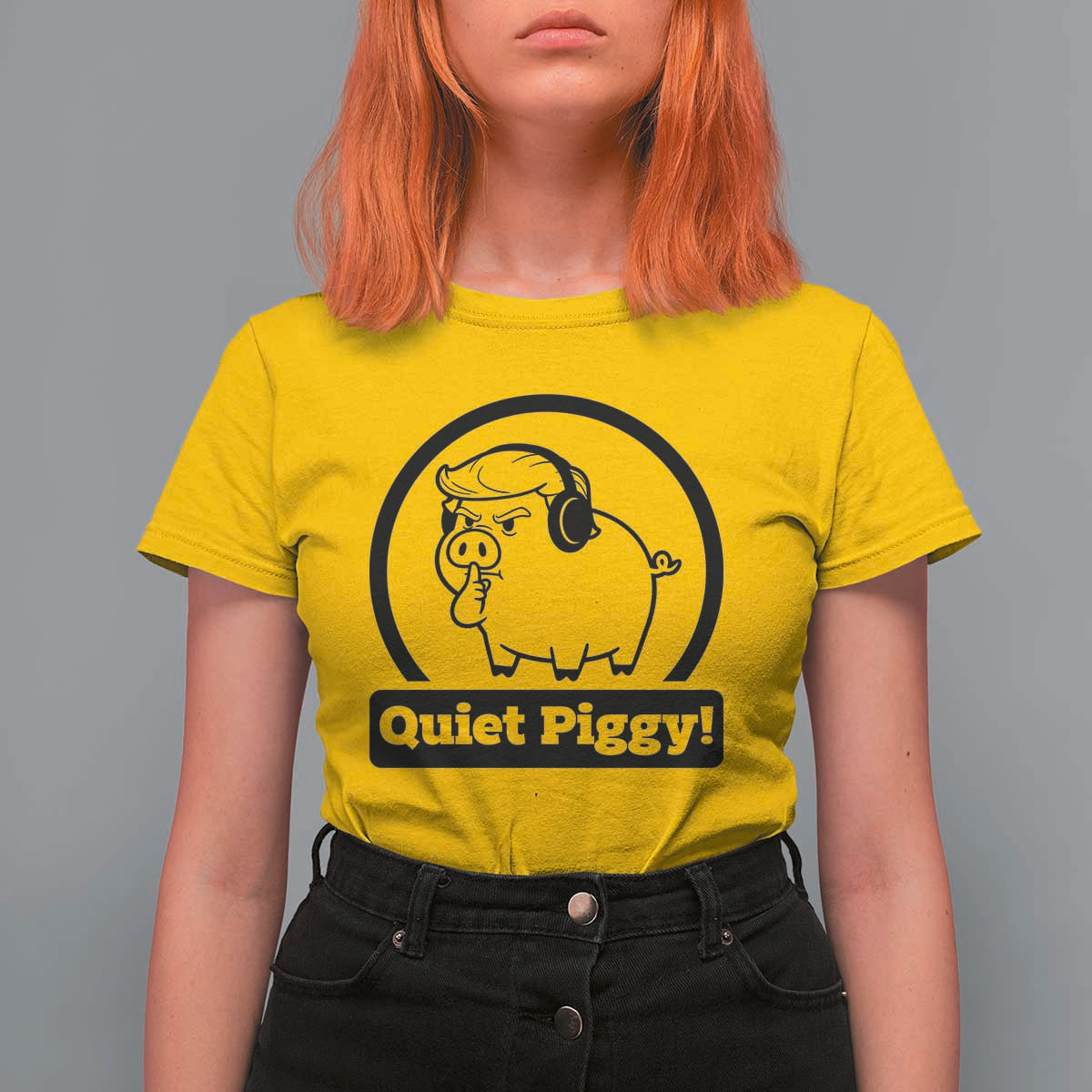 Funny Quiet Quiet Piggy Meme T Shirt For Women Anti Fascist Political Parody Gift - Wonder Print Shop