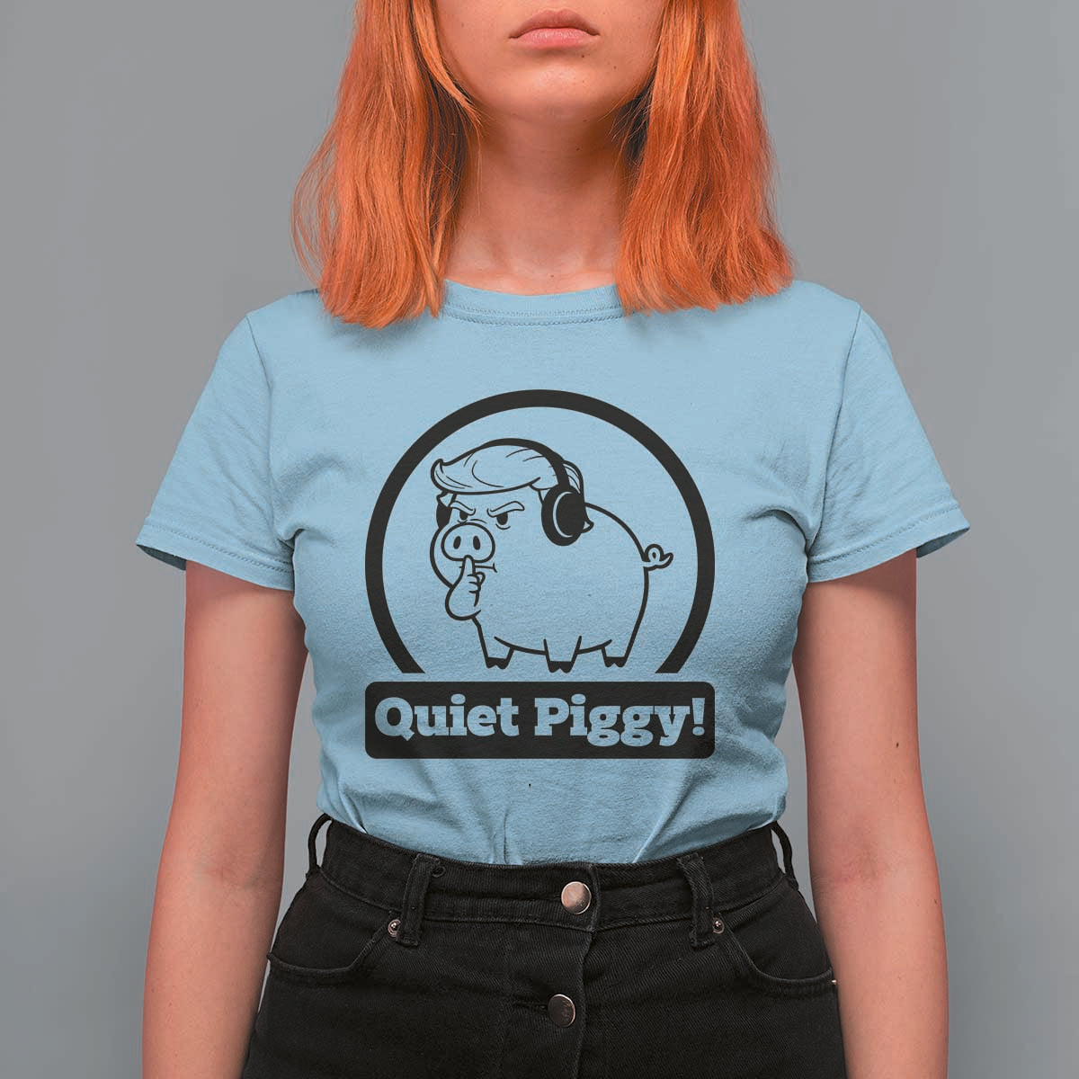Funny Quiet Quiet Piggy Meme T Shirt For Women Anti Fascist Political Parody Gift - Wonder Print Shop
