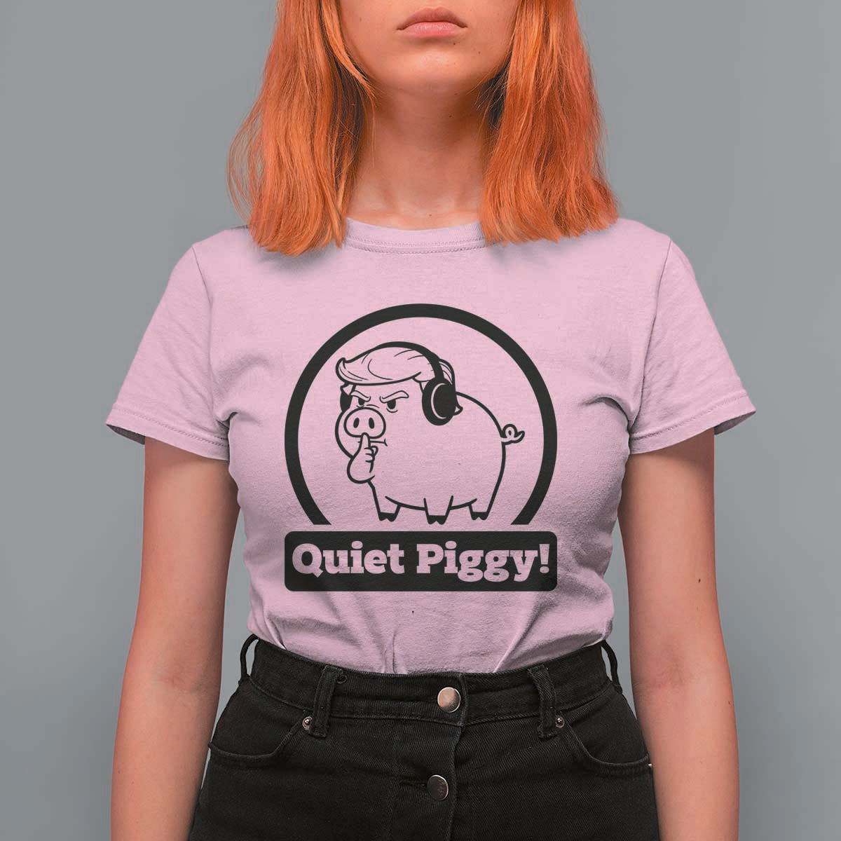 Funny Quiet Quiet Piggy Meme T Shirt For Women Anti Fascist Political Parody Gift - Wonder Print Shop