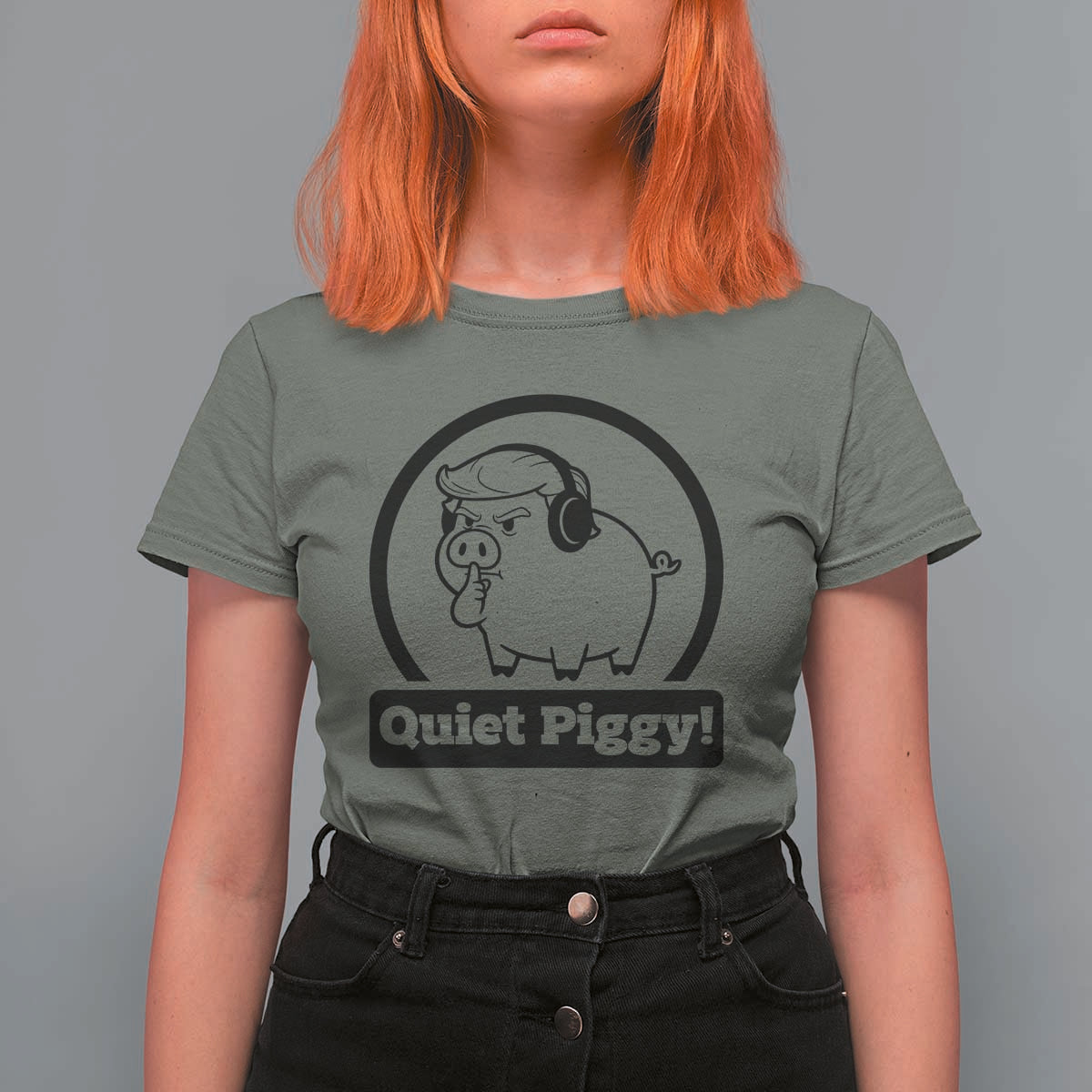 Funny Quiet Quiet Piggy Meme T Shirt For Women Anti Fascist Political Parody Gift - Wonder Print Shop