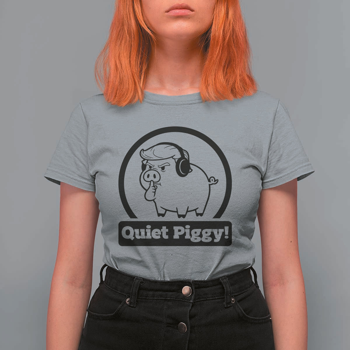 Funny Quiet Quiet Piggy Meme T Shirt For Women Anti Fascist Political Parody Gift - Wonder Print Shop