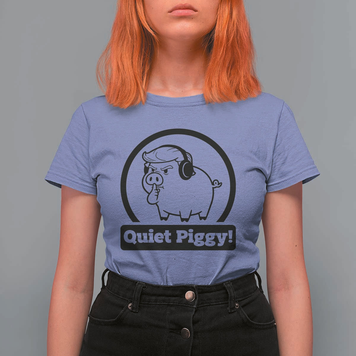 Funny Quiet Quiet Piggy Meme T Shirt For Women Anti Fascist Political Parody Gift - Wonder Print Shop