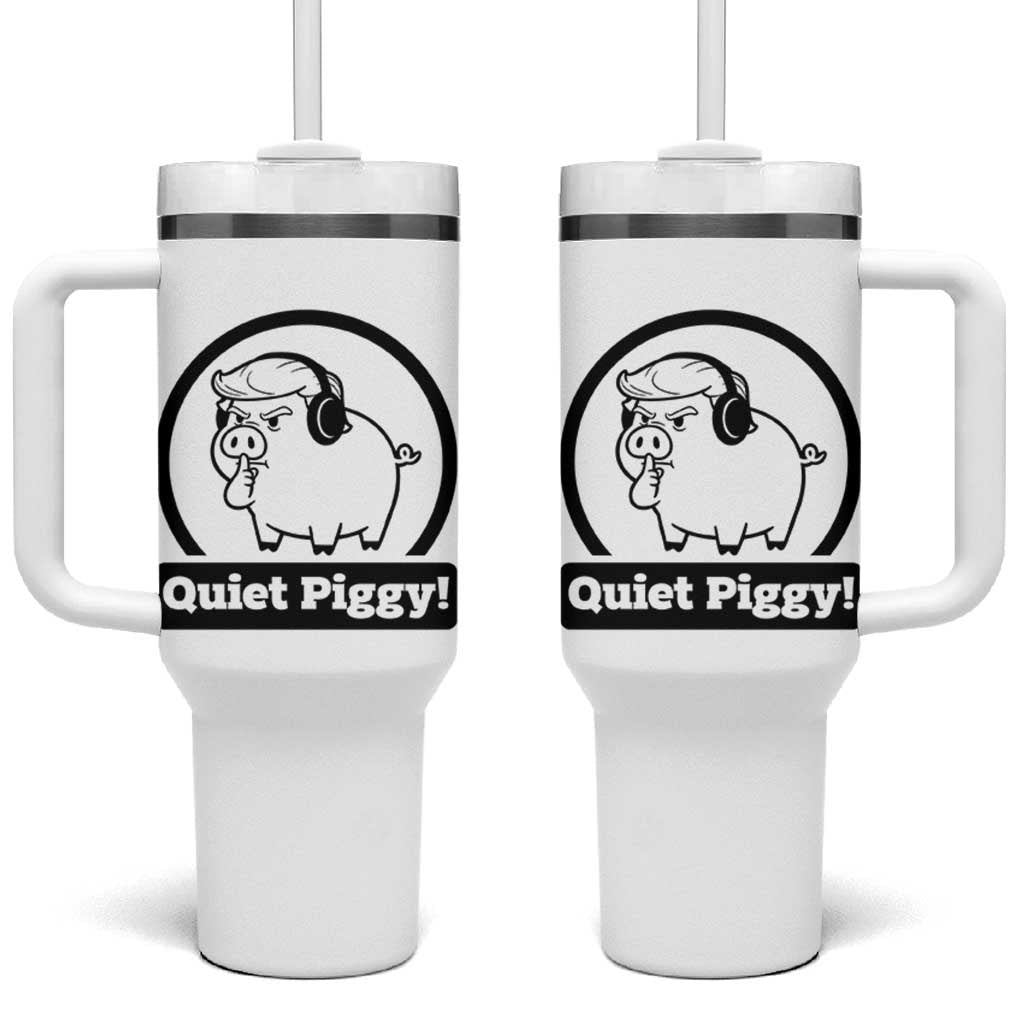Funny Quiet Quiet Piggy Meme Tumbler With Handle Anti Fascist Political Parody Gift - Wonder Print Shop