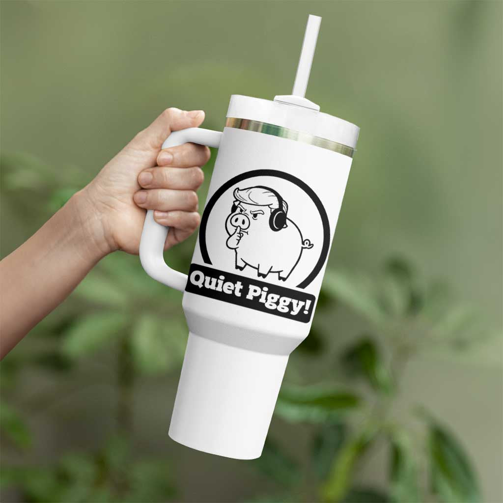 Funny Quiet Quiet Piggy Meme Tumbler With Handle Anti Fascist Political Parody Gift - Wonder Print Shop