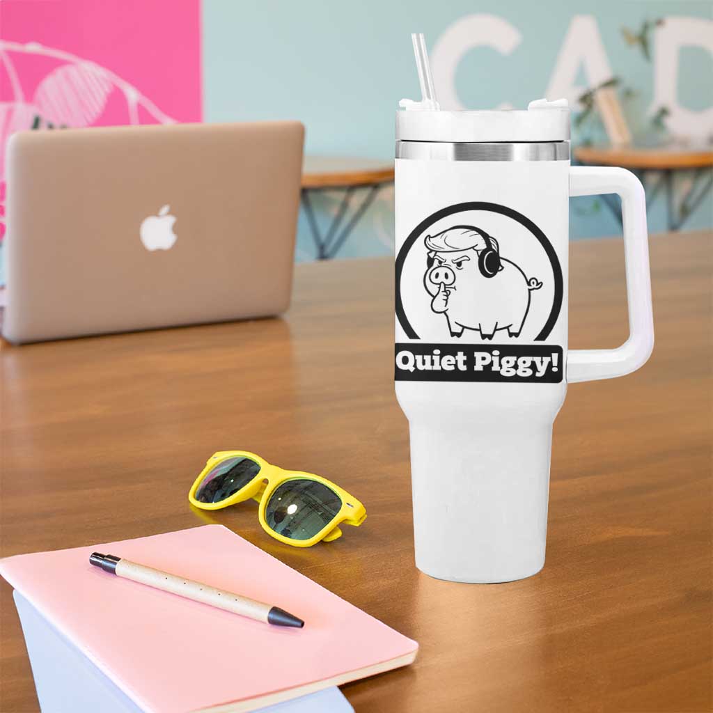 Funny Quiet Quiet Piggy Meme Tumbler With Handle Anti Fascist Political Parody Gift - Wonder Print Shop