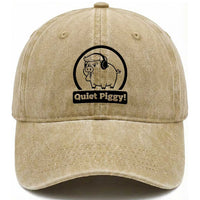 Funny Quiet Quiet Piggy Meme Washed Cotton Baseball Cap Anti Fascist Political Parody Gift