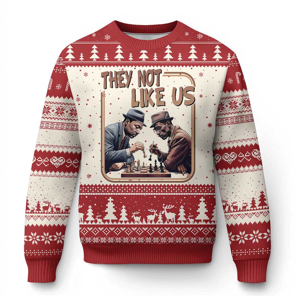 MLK And Malcolm X Ugly Christmas Sweater They Not Like Us Revolutionary Leaders - Wonder Print Shop