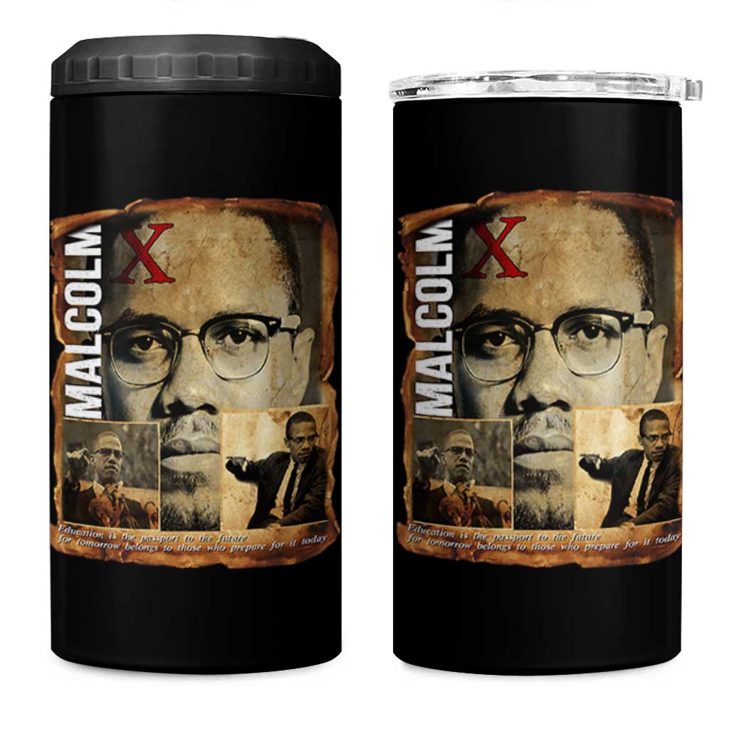 Education Is The Passport To The Future 4 in 1 Can Cooler Tumbler Malcolm X Quote - Wonder Print Shop
