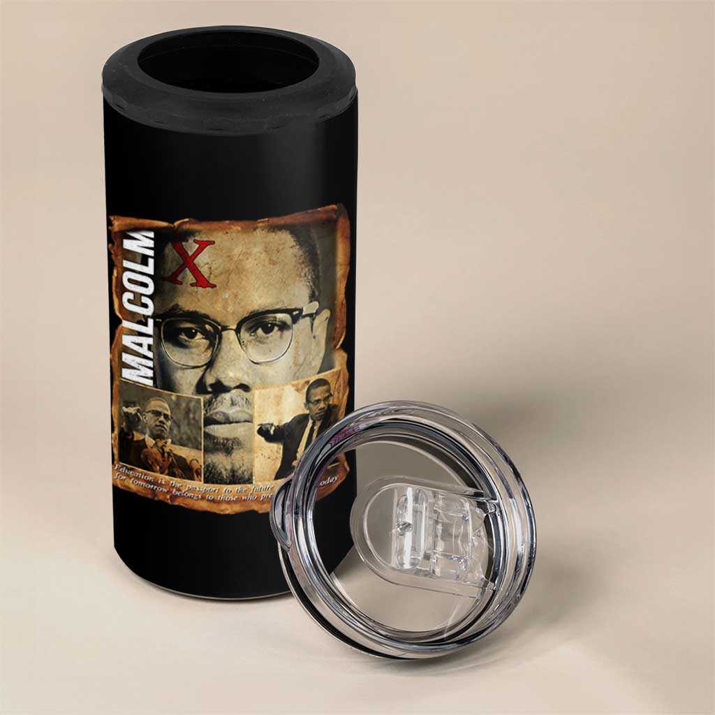 Education Is The Passport To The Future 4 in 1 Can Cooler Tumbler Malcolm X Quote - Wonder Print Shop