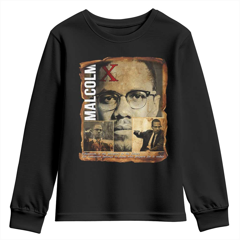 Education Is The Passport To The Future Youth Sweatshirt Malcolm X Quote - Wonder Print Shop