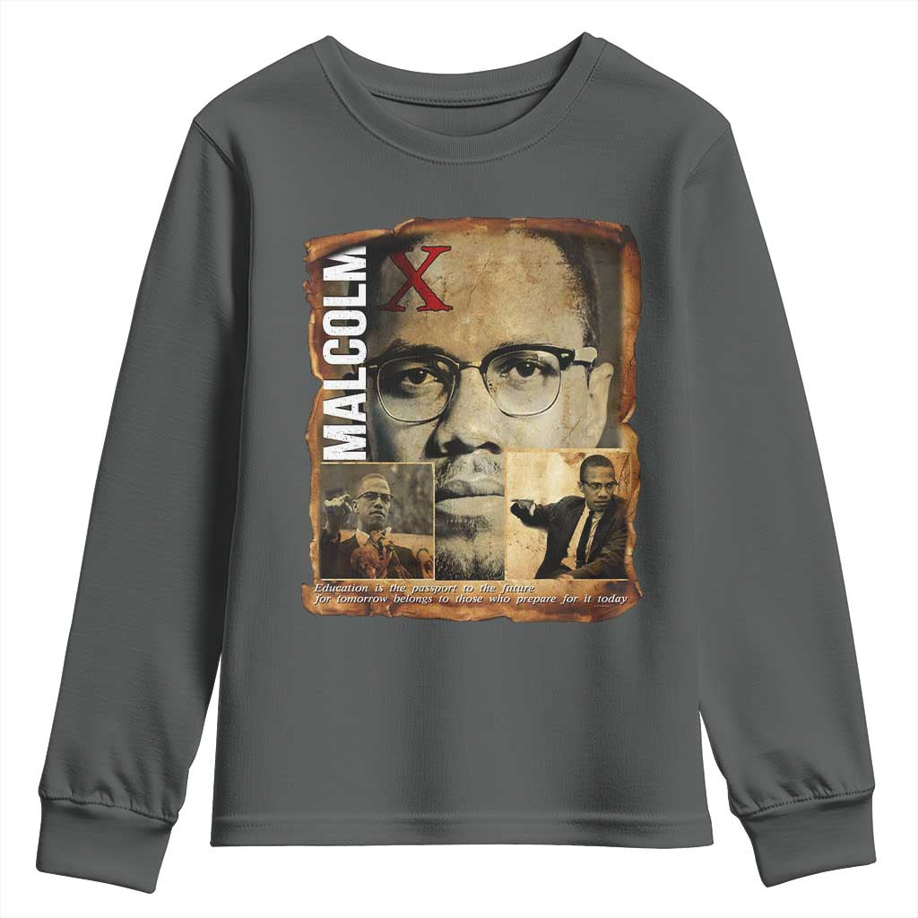 Education Is The Passport To The Future Youth Sweatshirt Malcolm X Quote - Wonder Print Shop