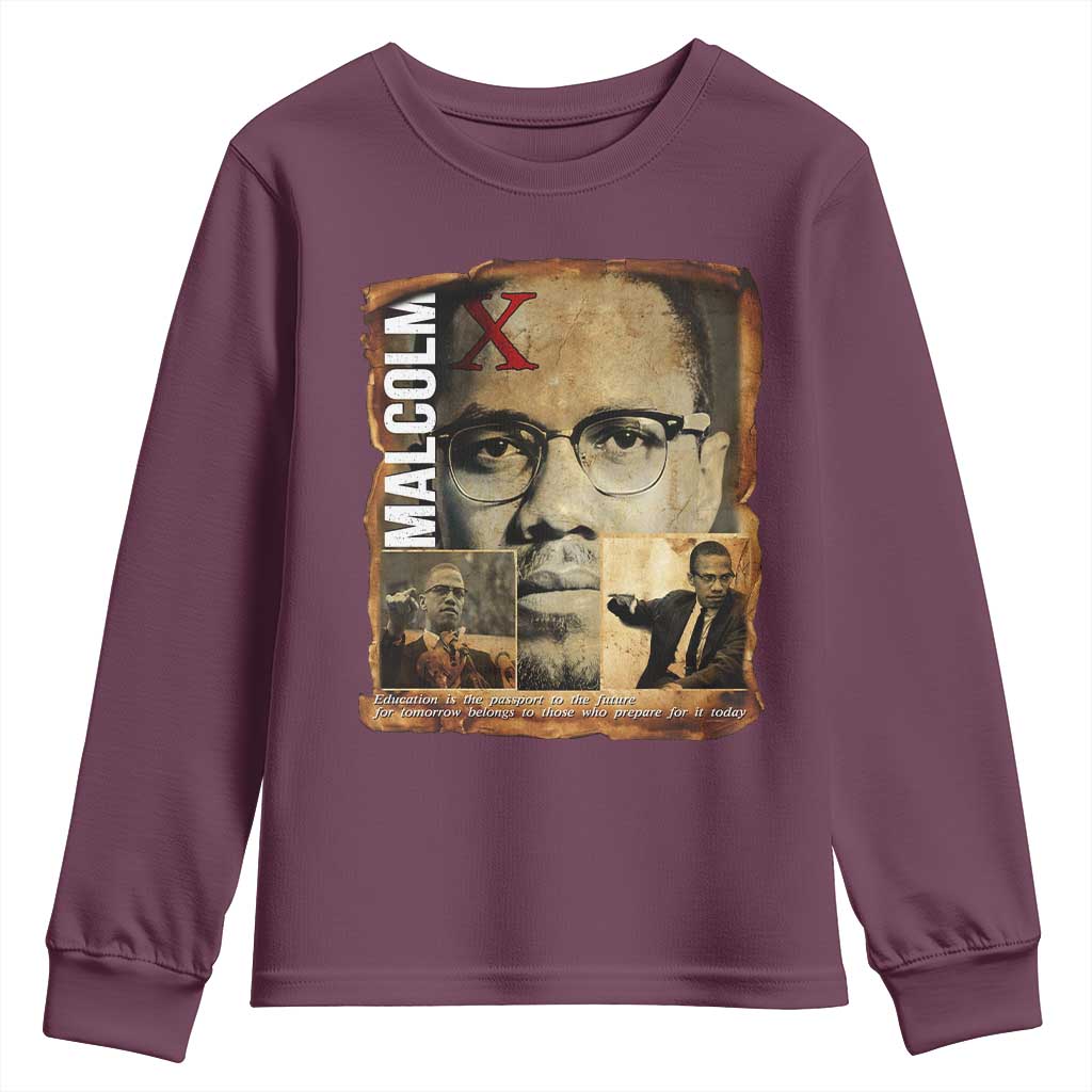 Education Is The Passport To The Future Youth Sweatshirt Malcolm X Quote - Wonder Print Shop