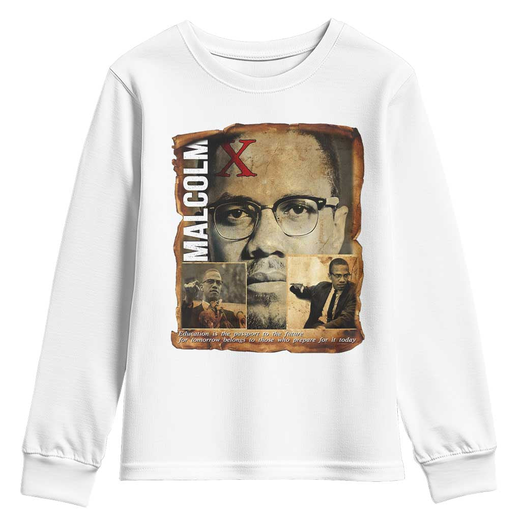 Education Is The Passport To The Future Youth Sweatshirt Malcolm X Quote - Wonder Print Shop