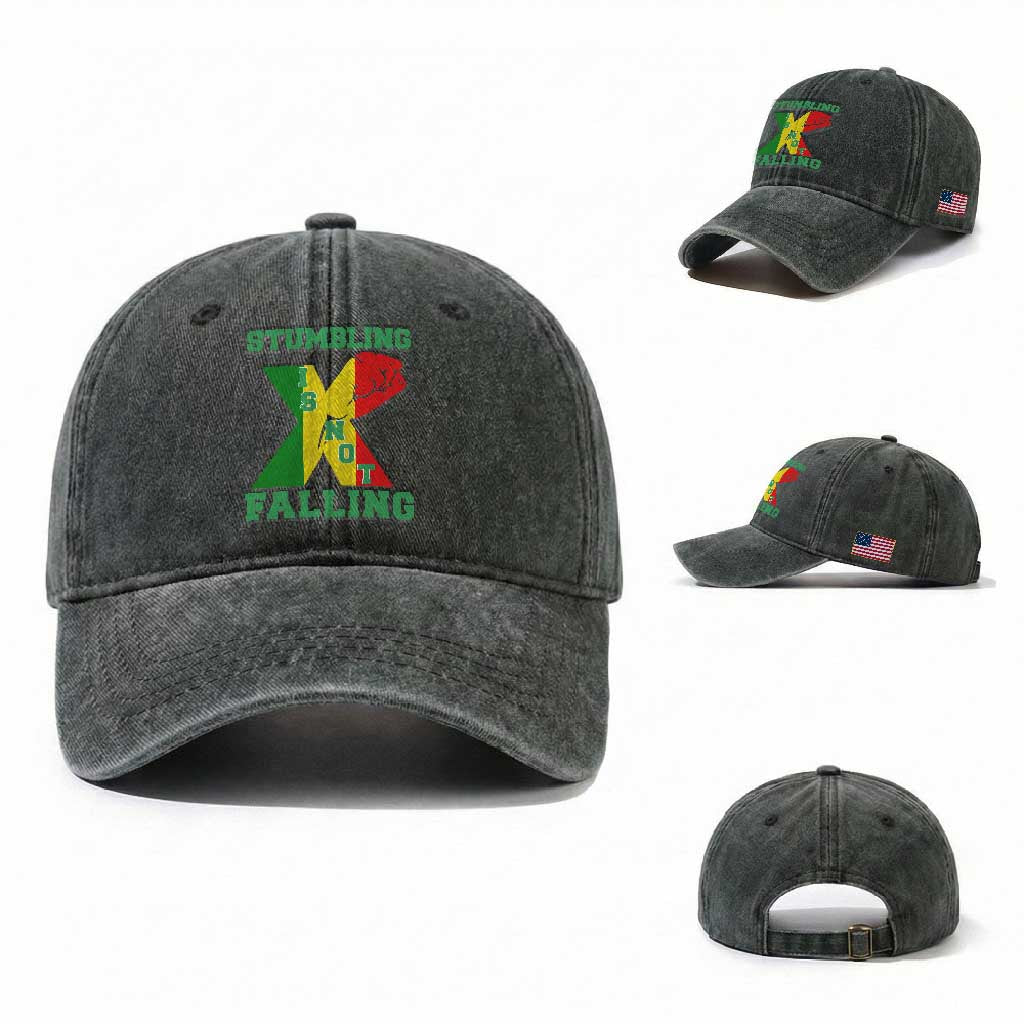Stumbling Is Not Falling Washed Cotton Baseball Cap African American Black History Month