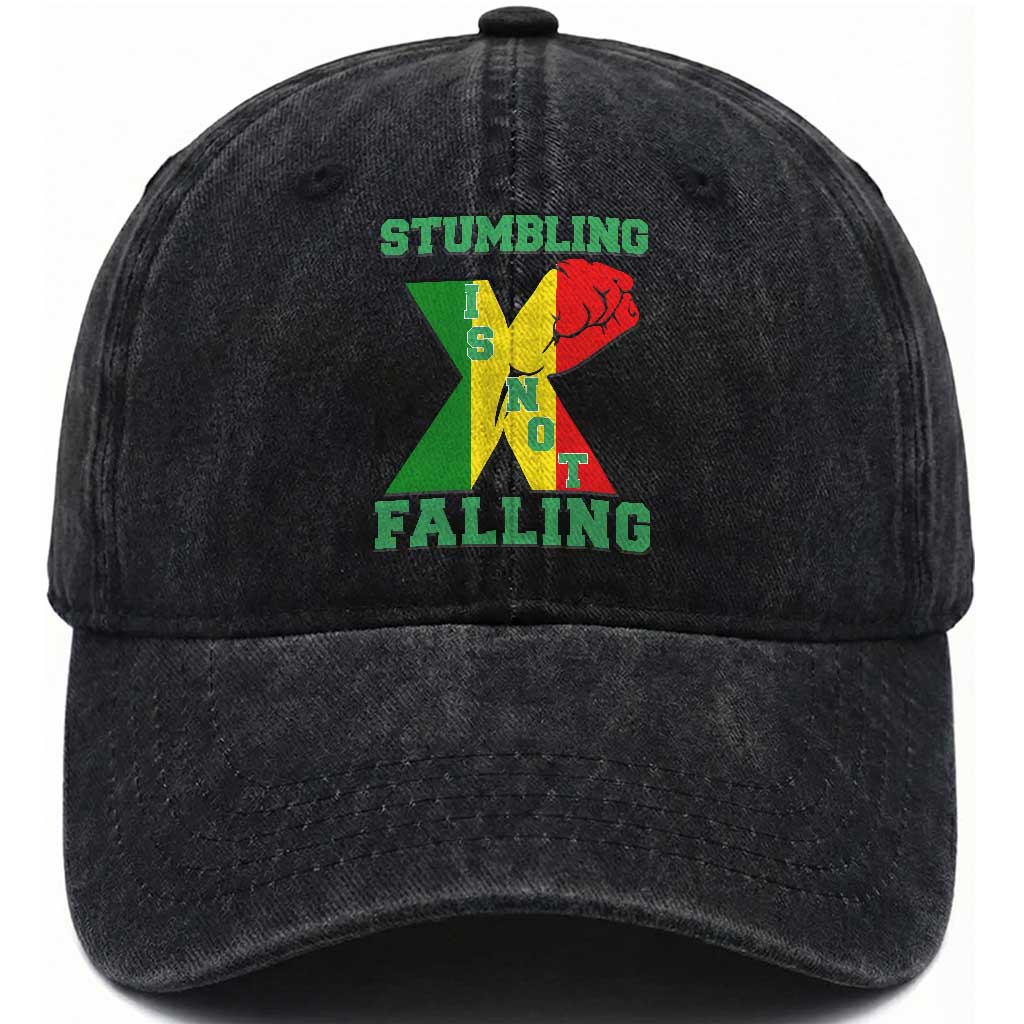 Stumbling Is Not Falling Washed Cotton Baseball Cap African American Black History Month