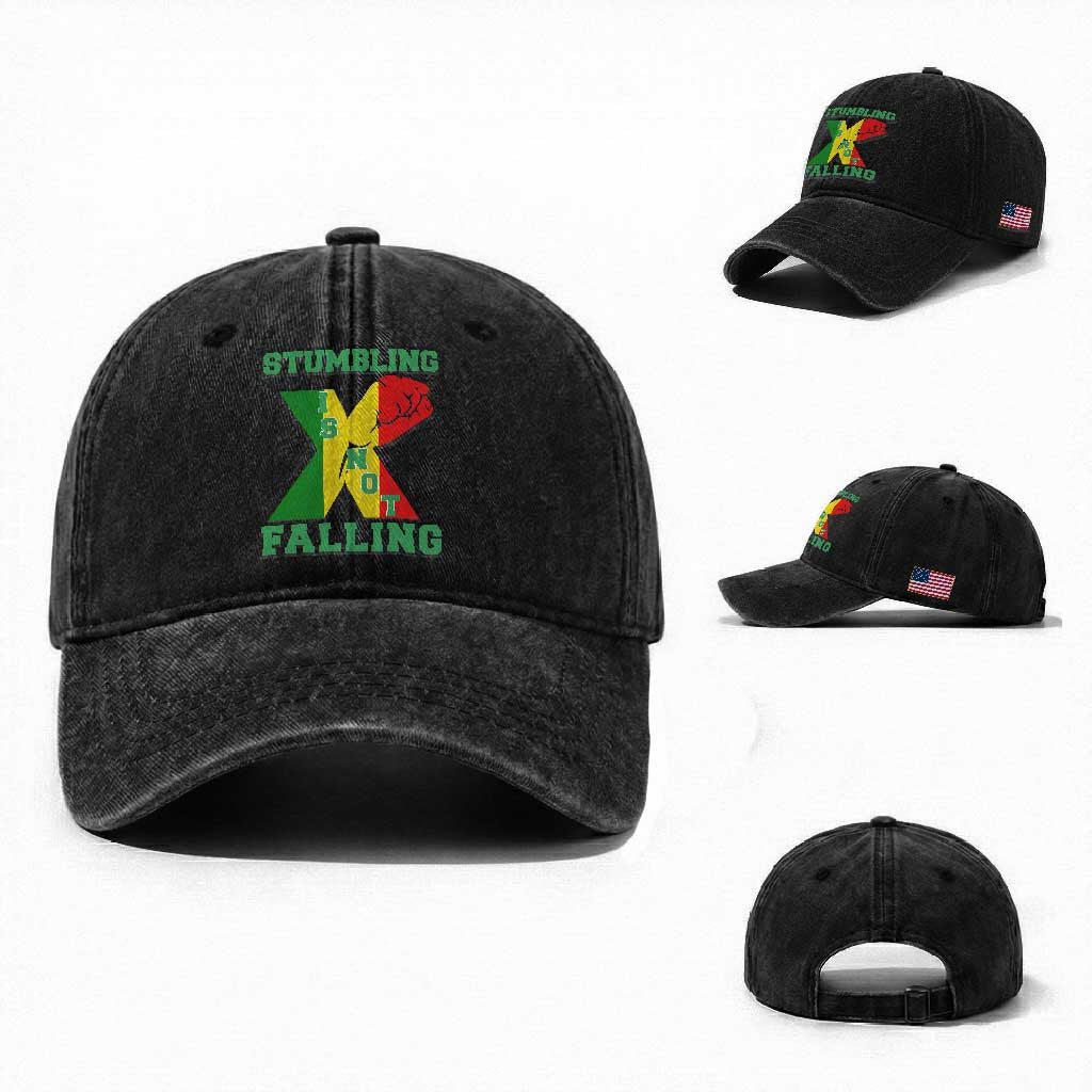 Stumbling Is Not Falling Washed Cotton Baseball Cap African American Black History Month