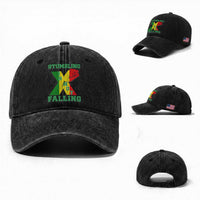 Stumbling Is Not Falling Washed Cotton Baseball Cap African American Black History Month