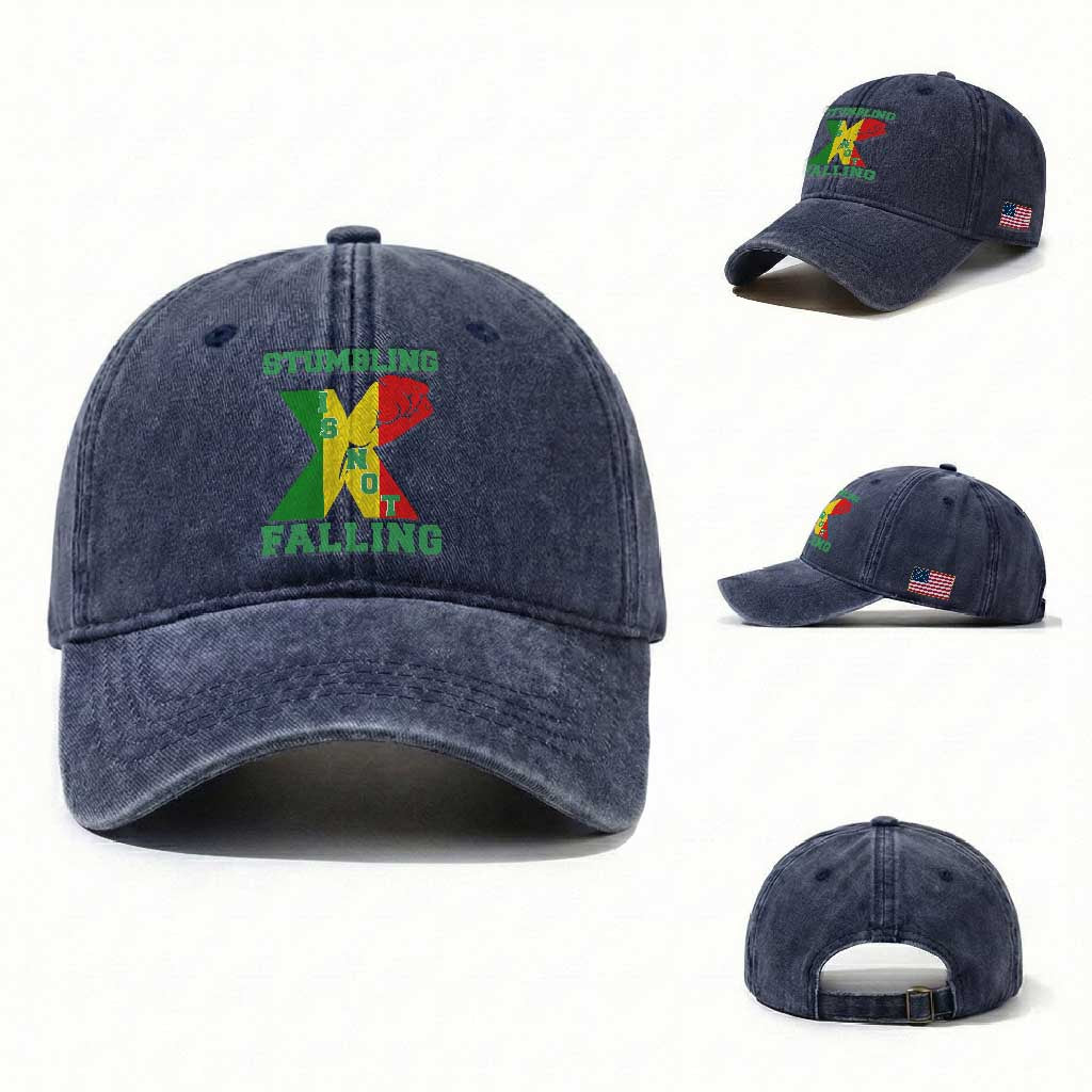 Stumbling Is Not Falling Washed Cotton Baseball Cap African American Black History Month